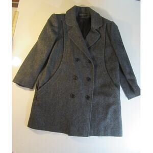 Alorna Herringbone Wool Blend Double Breasted Pea Coat Women's 44